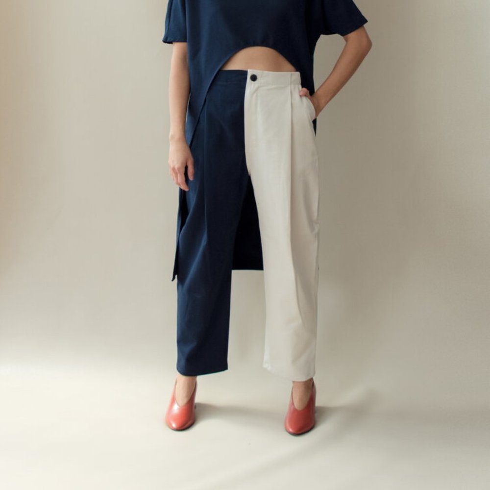 Nin Studio Zoot Pant Navy/Cream Two Tone Small